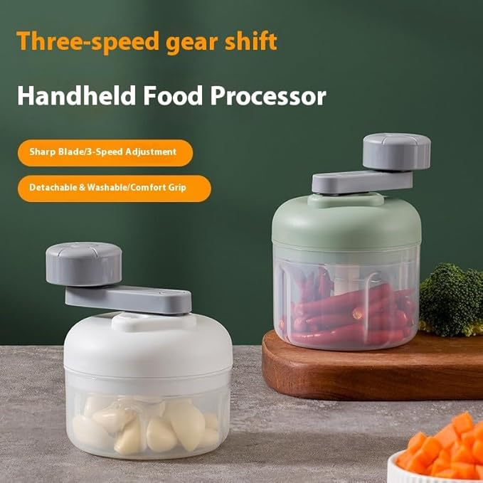 Mini Hand Crank Vegetable Chopper, Handheld Food Chopper, Garlic Chopper, Quick Manual Vegetable Processor for Onion, Garlic, Salad, Salsa, Fruit (green)