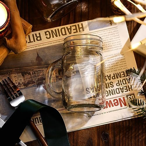 6 Pcs 12 oz Mason Jar Glasses with Handle No Lids Cups for Beverages