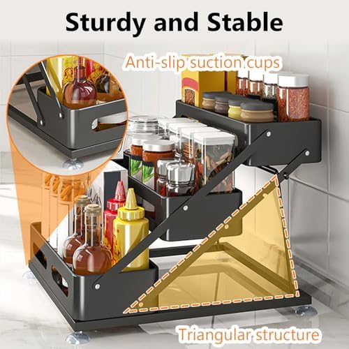 3 Tier Foldable Spice Rack, Black