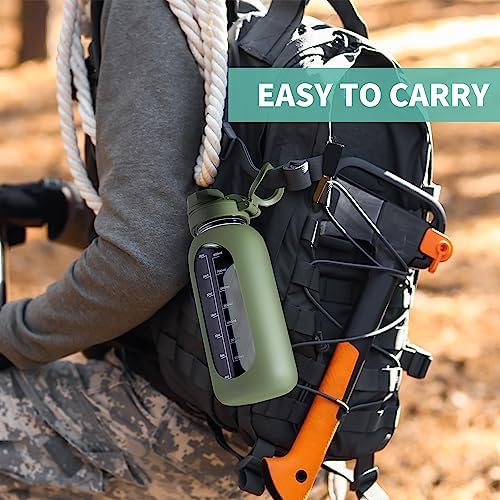 64 oz Glass Water Bottle with Straw, Half Gallon Large Water Jug