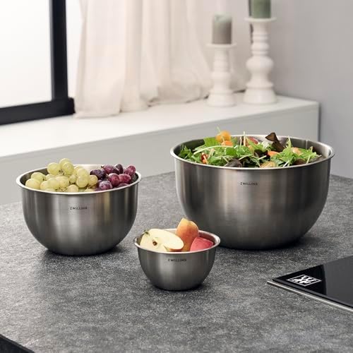 ZWILLING Fresh & Save BOWLS 3-pc Stainless Steel Vacuum Bowl Set, Airtight Food Storage Containers for Meal Prep and Leftovers, Durable, BPA-Free, Stackable