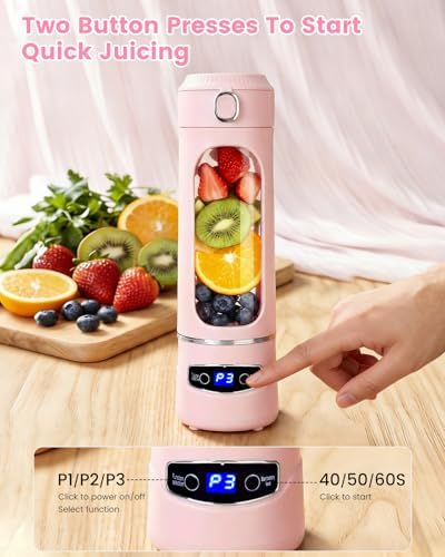 Personal Portable Blender - Smoothies & Shakes - 20Oz/600ml Large Capacity High Power Cordless Blender (Pink) - Image 4