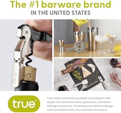 3-Piece Barware Set for Mixed Drinks and Cold Brew Cocktails, Includes Cocktail Shaker Tin, Cocktail Mixing Glass with 7 Printed Recipes, and Hawthorne Strainer, Home Bar Tools, Bartender Gifts