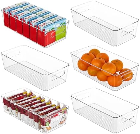 6pcs Clear Storage Bins with Handles