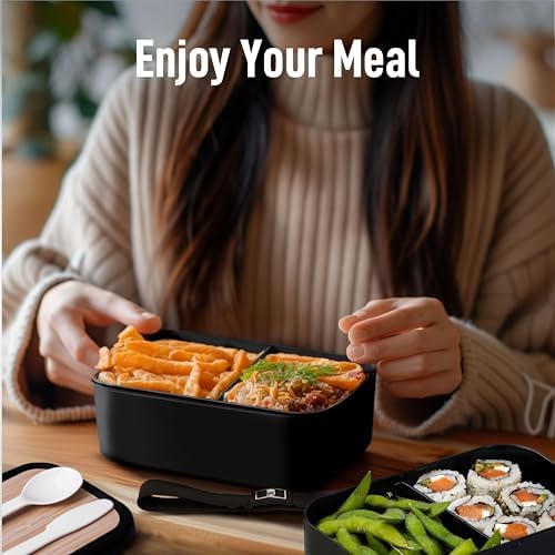 67oz Bento Box Adult, Leak-Proof, Stackable, Meal Prep, Black