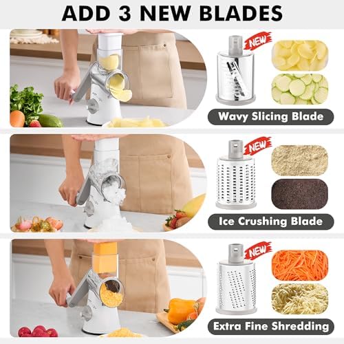 GDL Cheese Grater Hand Crank, Rotary Cheese shredder, Vegetable Slicer - Image 2