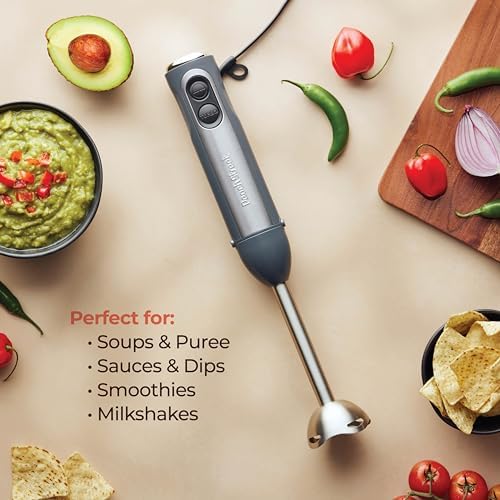 Powerful Immersion Blender, Electric Hand Blender 500 Watt with Turbo Mode, Detachable Base. Handheld Kitchen Blender Stick for Soup, Smoothie, Puree, Baby Food, 304 Stainless Steel Blades (Grey) - Image 3