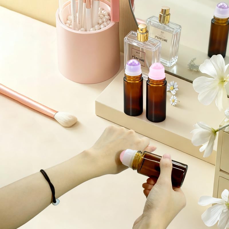 1.7oz Refillable Rose Quartz Roller Bottles for Oils - Image 5