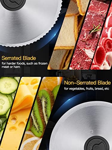 Meat Slicer, 200W Electric Food Slicer with 2 Removable 7.5" Blades