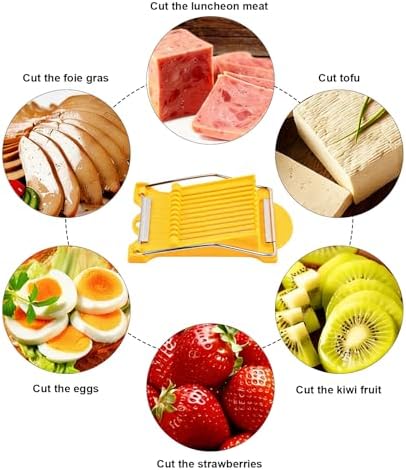 Spam Cutter Luncheon Meat Slicer,Egg Slicer Cutter for Hard Boiled Eggs,10/14 Slices Stainless Steel Wires (Yellow, 10 Slices Wires) - Image 7