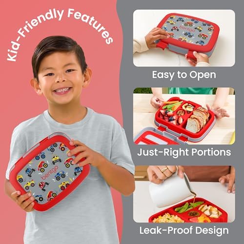 Kids Prints Leak-Proof 5-Compartment Bento-Style Kids Lunch Box