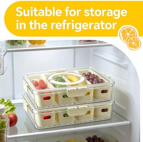 Veggie tray with lid for fridge, Produce Saver Bin with Lid & Handle
