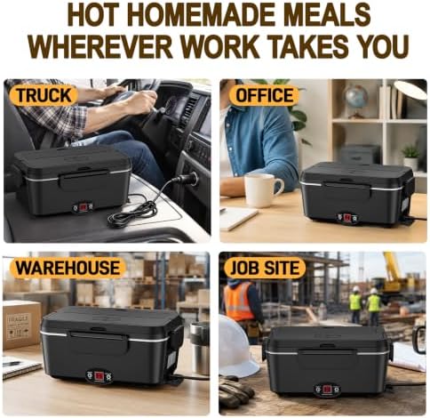 1.8L Heated Lunch Box with Timer, Auto Shut-Off Electric Lunch Box
