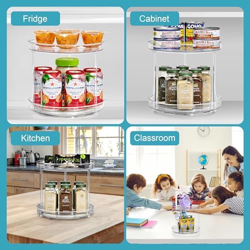 Lazy Susan Organizer, Clear Turntable Organizer (2 Tiered)