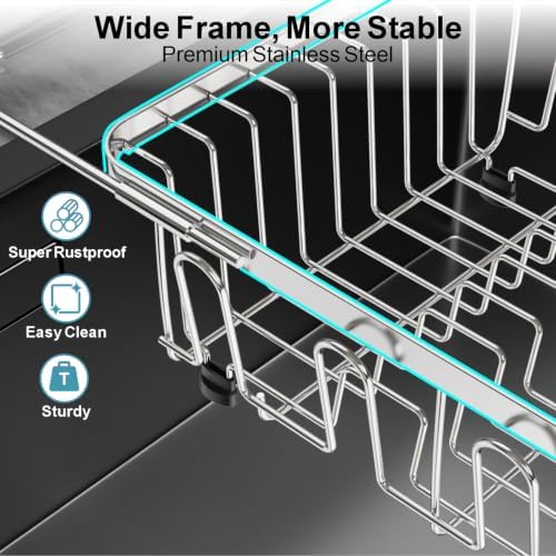 Dish Drying Rack in Sink - Stainless Steel Over Sink Dish Drainer