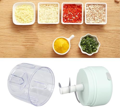 250ml Electric Mini Garlic Chopper, 304 Stainless Steel Food Processor, Powerful Large Capacity Motor For Fast Chopping, Grinding & Pureeing Green - Image 4