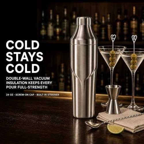 24oz Double Wall Vacuum Insulated Cocktail Shaker,Martini Shaker