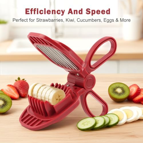 Egg Fruit Slicer Cutter, Stainless Steel Blade Hand Held Slicer - Image 3