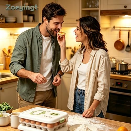Egg Organizers for Refrigerator with Lids and Handle Home Kitchen Essentials Fridge Stackable Countertop Portable Clear Egg Containers Reusable and Storage for Keep Fresh -Pack of 2