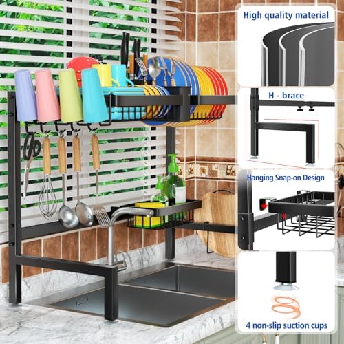 2-Tier Over The Sink Dish Drying Rack, Kitchen Dish Drying Rack