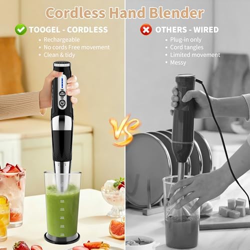 4-in-1 Cordless Immersion Blender, 21-Speed, 3-Angle Adjust, Black