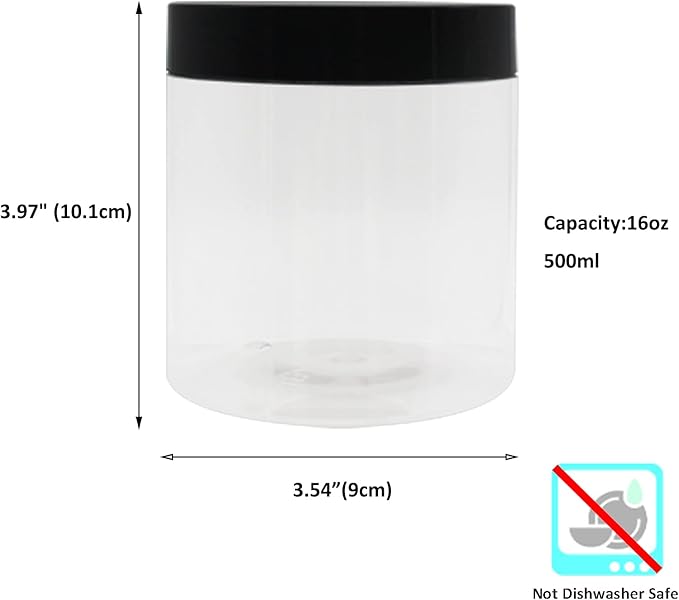 zmybcpack 21 Pack 16 oz Plastic Jars With Lids, Extra Labels, 1 Pen, Clear PET Seal Jar for Food Storage,Wide Opening Storage jar For Dry Food, Peanut, Powder, Kitchen & Craft Storage