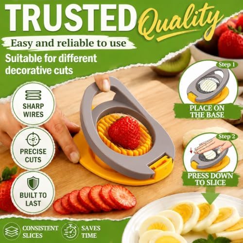NOVANO Hard Boiled Egg Slicer with Stainless Steel Wires, Egg Salad Maker, Practical Kitchen Gadget, Multi Purpose Cutter for Eggs, Avocado, Strawberry, Kiwi Fruit - Image 3
