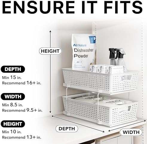 2 Tier Pull-Out Sliding Drawer Under Sink Storage, White