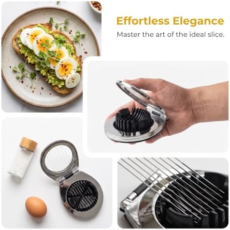 Professional Stainless Steel Egg Slicer - Heavy Duty Egg Cutter with Reinforced 304 Wires, 100% Dishwasher Safe, Rust-Proof Slicer for Boiled Eggs, Strawberries, and Mushrooms/Black - Image 4