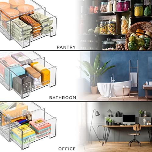 Clear Stackable Storage Drawers for Refrigerator (Medium, 2 Pack)
