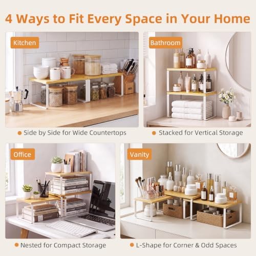 Cabinet Organizer Shelf, Set of 4 Stackable Spice Rack