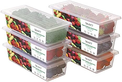6 Pack 1.5L Fruit Storage Containers for Fridge with Removable Drain Tray