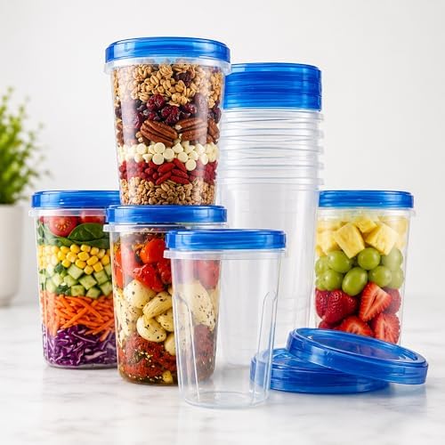 Freezer Storage Containers, 10 Pack, 32 Oz Leakproof BPA-Free Lids