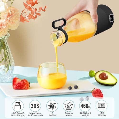 350ml Portable Blender, Fresh Juice Blender for Shakes & Smoothies-Black - Image 4