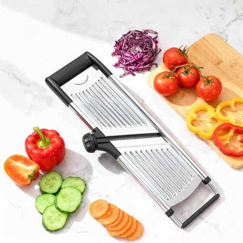 Mandoline Slicer for Kitchen, Adjustable Vegetable Slicer with Julienne Blade, Stainless Steel Food Cutter with Hand Guard for Potatoes, Cucumbers, Onions & Meal Prep - Image 2