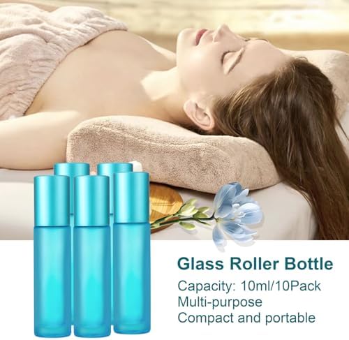 Kesell 10ml Glass Roller Bottles, 10-Pack, Light Blue - Image 6