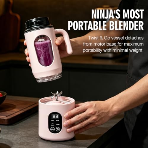 Portable Blender 580ML with LED Display and 12-Blade (pink) - Image 4