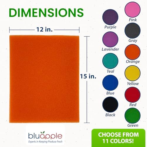 FreshMats Vegetable Drawer Liners, Orange, 12x15, Set of 4 Mats