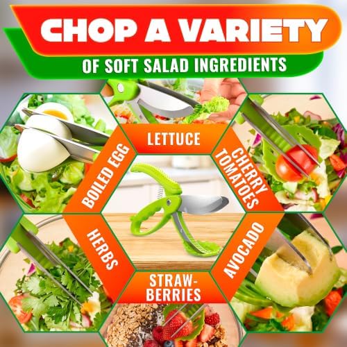 Salad Scissors for Chopped Salad, 8.9" Stainless Steel, In-Bowl