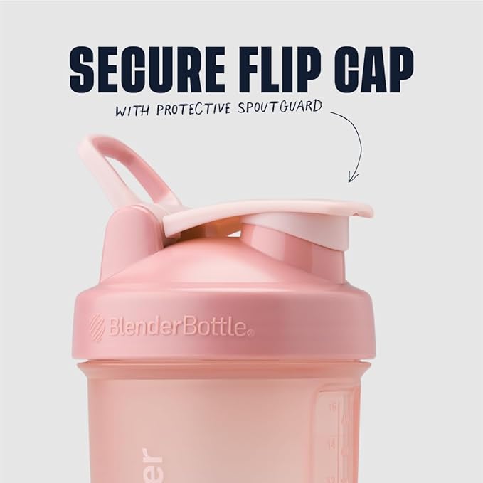 BlenderBottle Shaker Bottle with Pill Organizer and Storage for Protein Powder, Classic V2 ProStak System, 22-Ounce, Rose Pink
