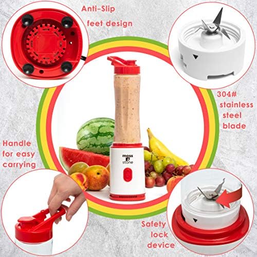 Moss & Stone Single Serve Blender, White & Red, 20 oz - Image 3