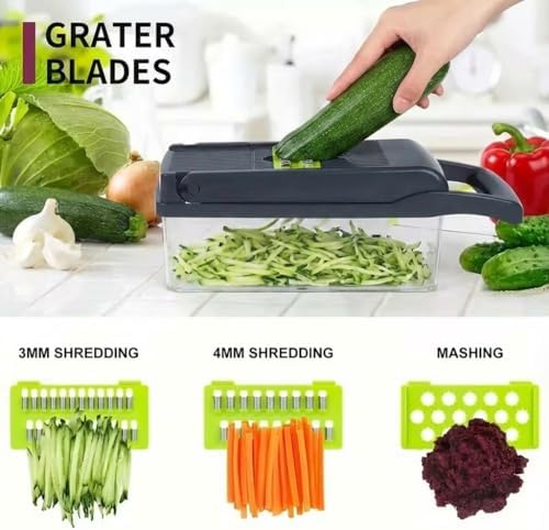 Vegetable Chopper, 16-in-1 Onion Chopper with Container, Food Chopper Dicer and Mandoline Slicer for Meal Prep, All in One Spiralizer Grater Cutter Kitchen Gadgets Set - Image 7