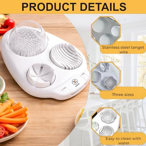 Egg Slicer for Hard Boiled Eggs – 3-in-1 Stainless Steel Egg Cutter & Hard Boiled Egg Slicer, Heavy Duty Egg Chopper with Cleaning Brush for Strawberry, Mushroom, Grape, Cherry Tomato - Image 2