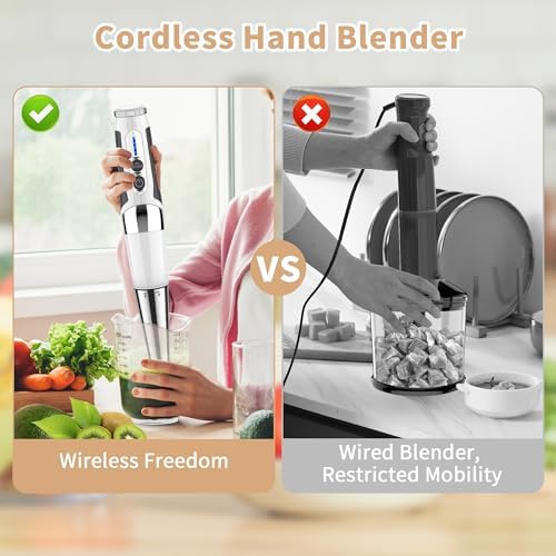 Toogel 3-in-1 Cordless Immersion Blender, 21-Speed, 3-Angle Adjust, White - Image 2