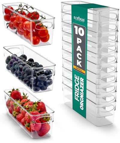 Fridge Organizers and Storage, Clear Bins (Small, 10 Pack)