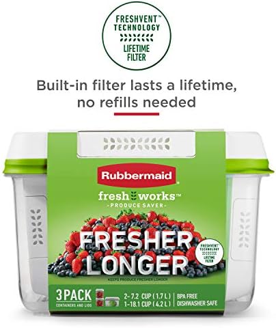 FreshWorks Produce Saver, Medium and Large Produce Storage Containers, 4 Piece Set
