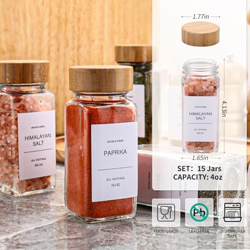 Spice Jars with Label,Seasoning Organizer,Spice Organizer,Glass Spice Jars