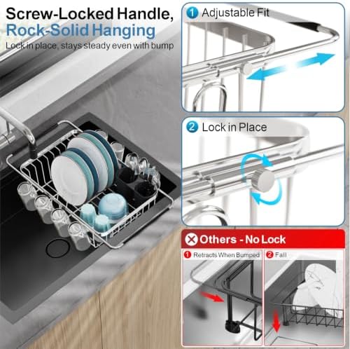 Dish Drying Rack in Sink - Stainless Steel Over Sink Dish Drainer