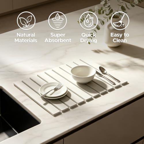 Stone Drying Mat of Kitchen Counter, Water Absorbent Diatomite Bath Mat