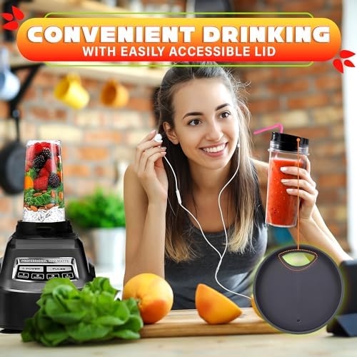 16 Oz Single Serve Blender Cup Replacement with Lid, 2 Pack - Image 6
